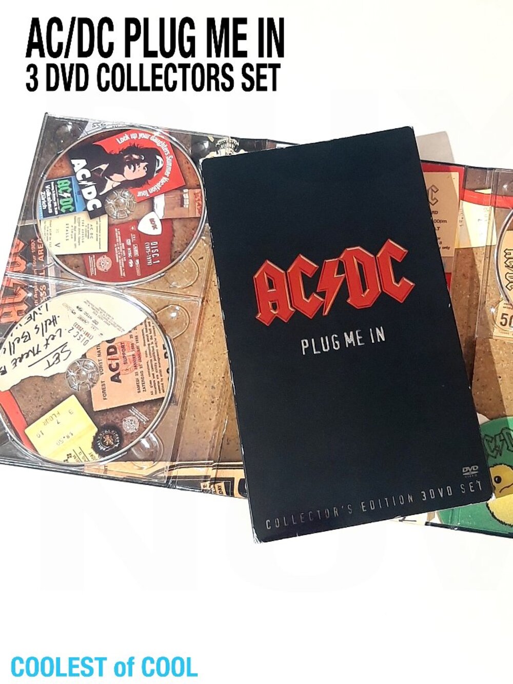 AC/DC PLUG ME IN Collector's Edition 3 DVD Box Set POSTER Book 7 Hr. Run Time